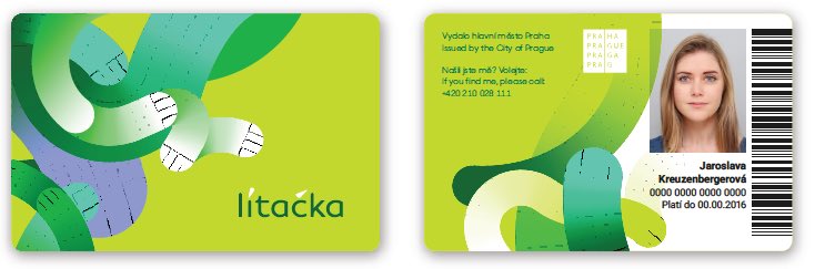 Front and back of the Lítačka card — the Prague transit card